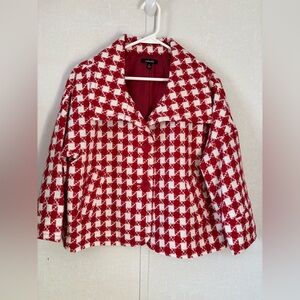 Rafaella | Red and Cream Checkered Blazer | Size Large